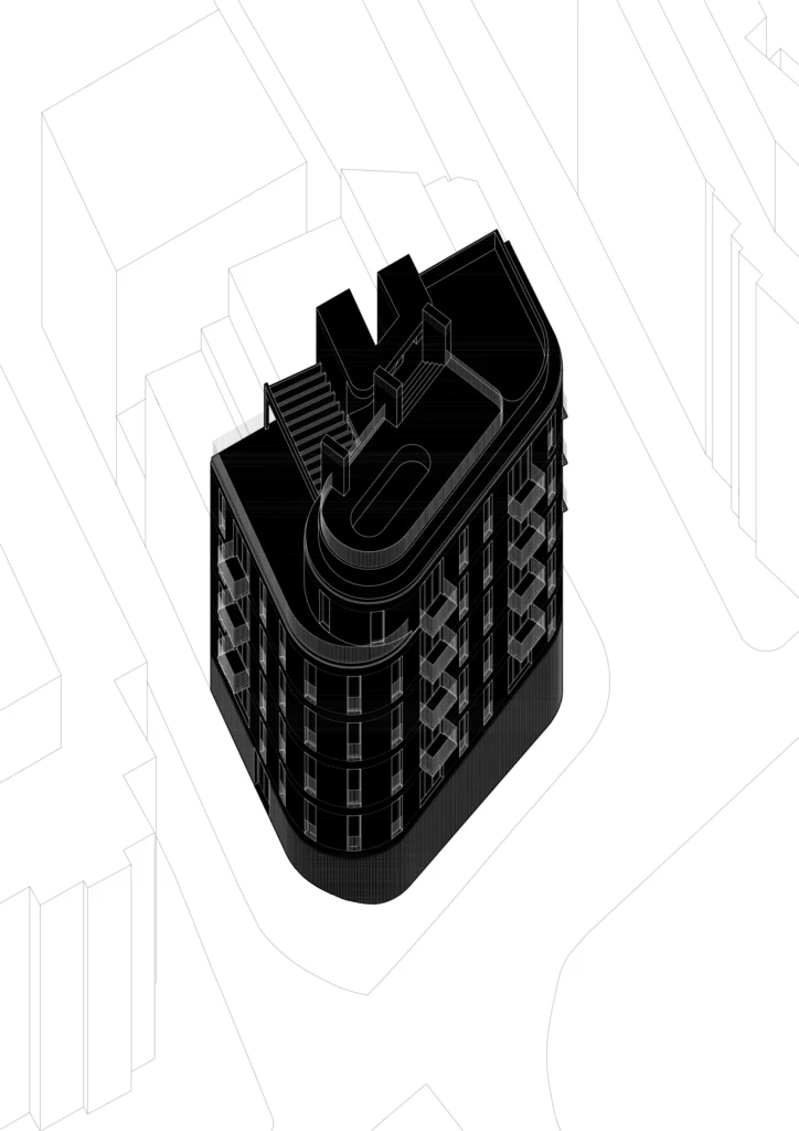 perspectiva axonométrica edificio Volart proyecto de arquitectura contemporánea por Anvar Arquitectura